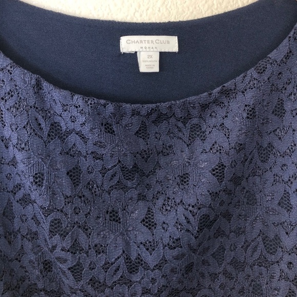 PLUS NWT Charter Club Blue Lace Papillon Top - Picture 3 of 5